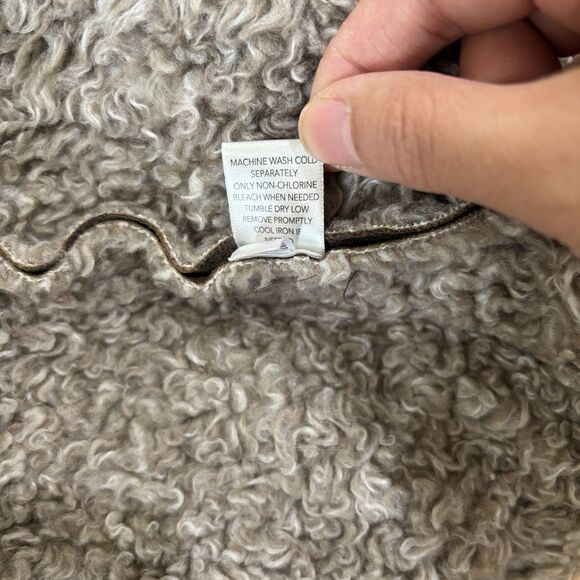 Y2K Faux Suede Sherpa Lined Coat Women L Longline Penny Lane 90s Trench Hippie - Picture 12 of 16